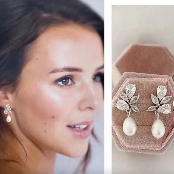 Crystal and Pearl Drop Earrings - Picture 1 of 1